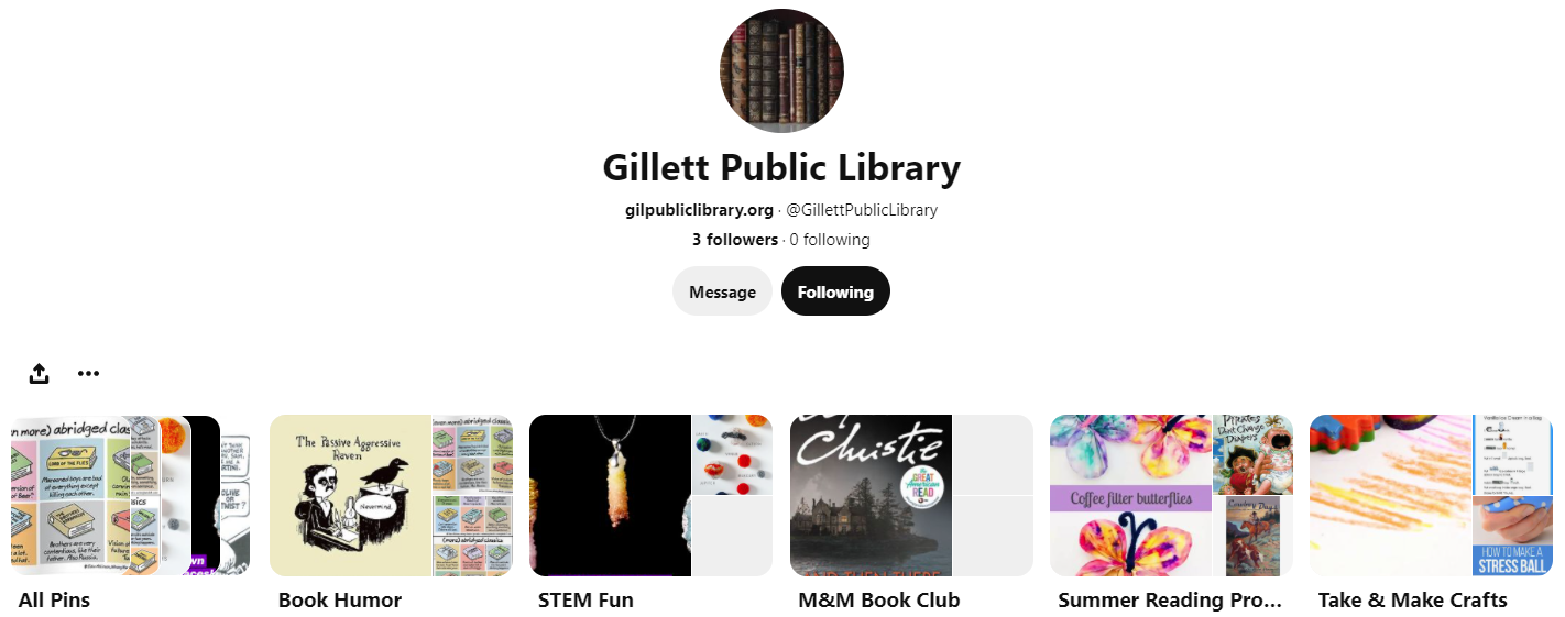 Gillett Public Library Pinterest Boards